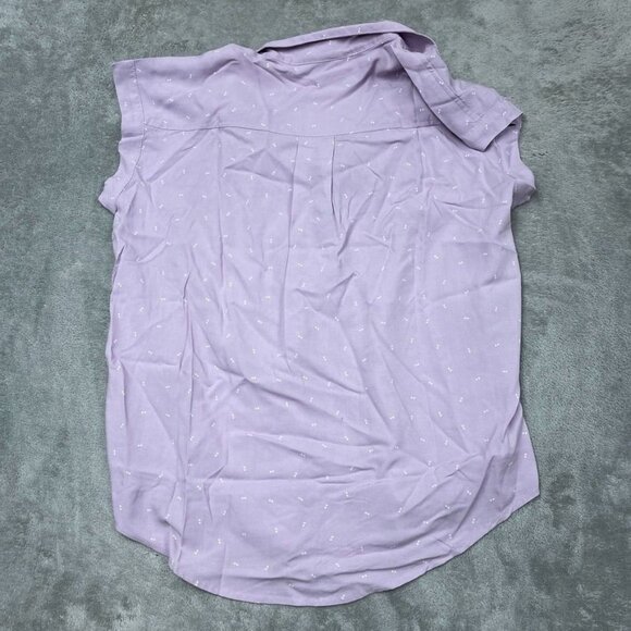 Jachs Girlfriend Lavender Sleeveless Button-Up Shirt L Polka Dot Print a1519 - Picture 7 of 8